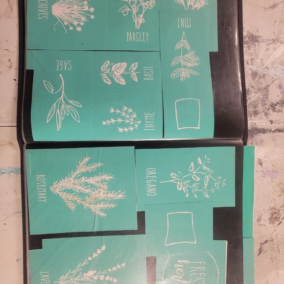 Bundle 4 ~ Reusable Silk Screen Stencils ~ 18 x 15 Binder~ Flowers, Garden, Bunn - Picture 10 of 16